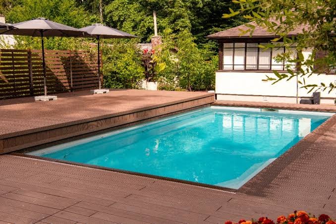 Luxury pool and patio landscape